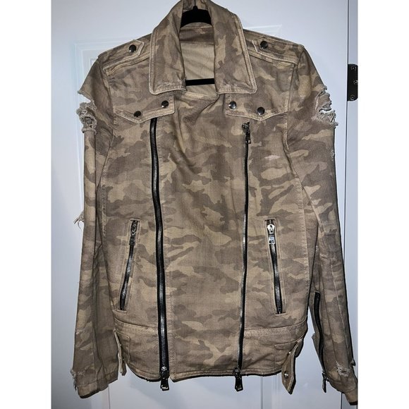 Balmain Destroyed Camouflage Print Biker Jacket - Picture 2 of 13